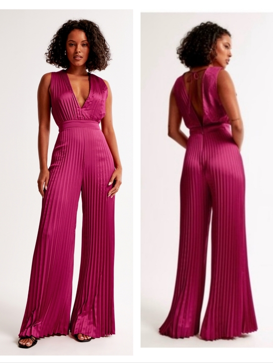 Abercrombie & Fitch Pants - Abercrombie & Fitch Giselle Pleated Sleeveless Plunge Wide Leg Jumpsuit XXL